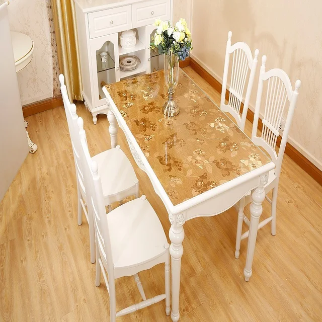 European Style Pvc Waterproof Tablecloth Soft Gl Table Mat European Style Pvc Waterproof Tablecloth Soft Gl Table Mat Plastic Oilproof Cover Crystal Plate Dining