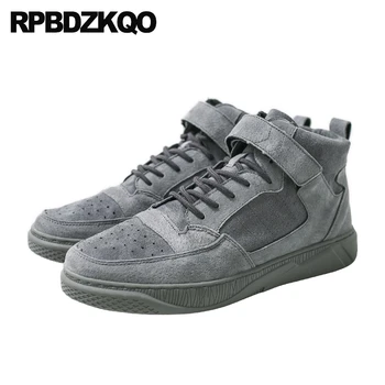 

sneakers breathable street style brown men shoes casual high top skate hip hop british new suede flats trainers lace up walking