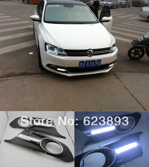 free shipping 2x led drl driving daytime running day fog 2011 jetta fog lights