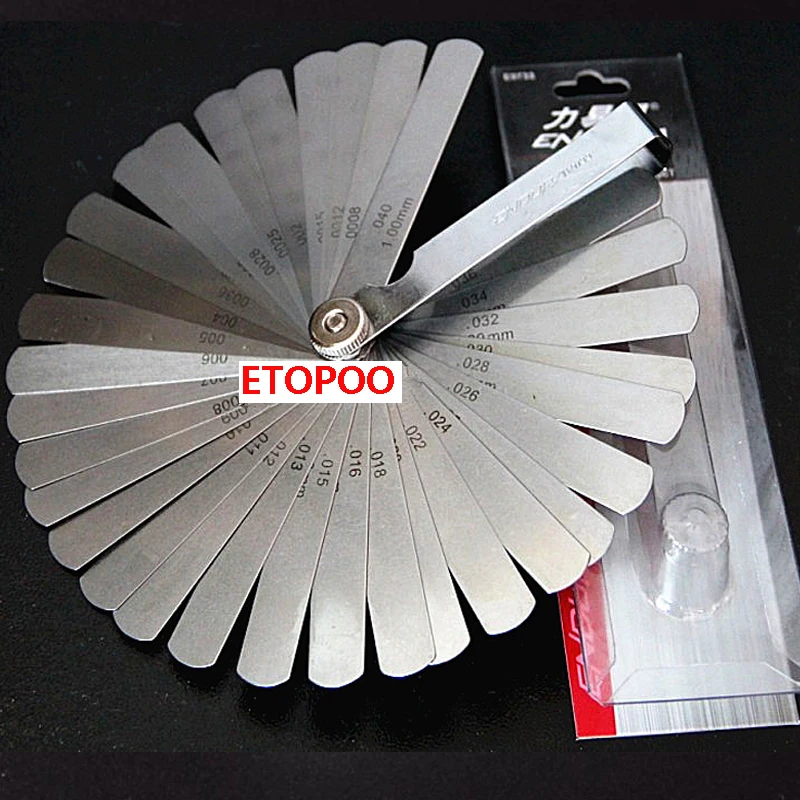 

New brand DIN2275 standard 32 Blades Feeler Gauge Metric Gap Filler Metric 0.02-1.00mm Thickness Gage For measuring Tool