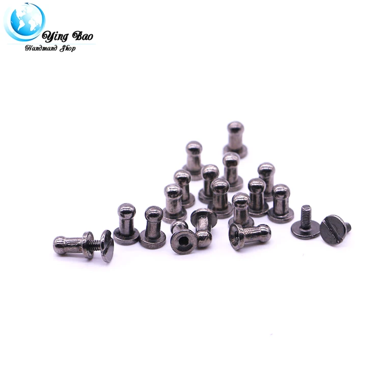 100sets/pack 6mm (Diameter), 8.2mm (Height)  rivet round leather craft belt wallet solid brass nail balck rivets B-12