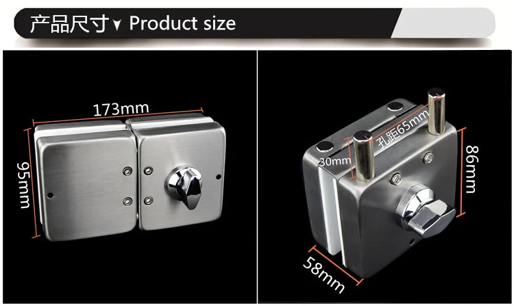 Квадратный, толстый армированный стеклянный дверной замок, усиленный, sus304 нержавеющая сталь, нет необходимости открывать отверстия, бескаркасная стеклянная дверь, 10-12 мм