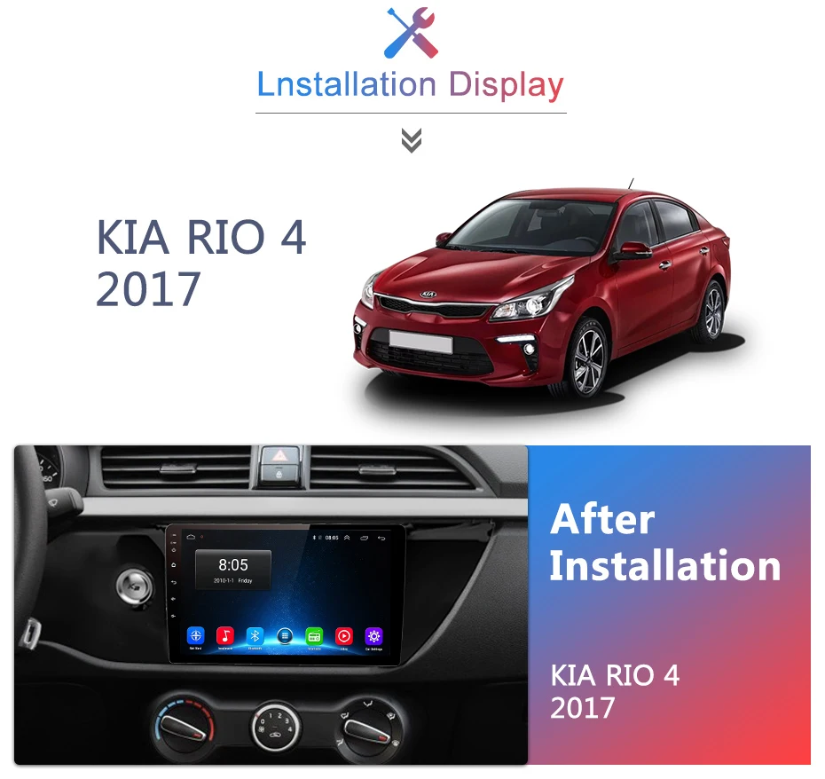 Top AWESAFE 2 din Android 8.1 Car Radio Multimedia video player gps navigation For KIA RIO 4 2017 sedan wifi head unit no DVD 1