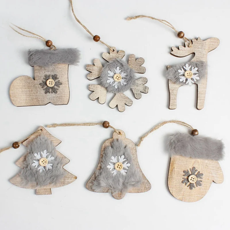 

Cute Furry Snowflake Deer Gloves Wooden Christmas Hanging Ornaments 1 Pc Craft Gifts Christmas Tree Decor Pendants Wholesale