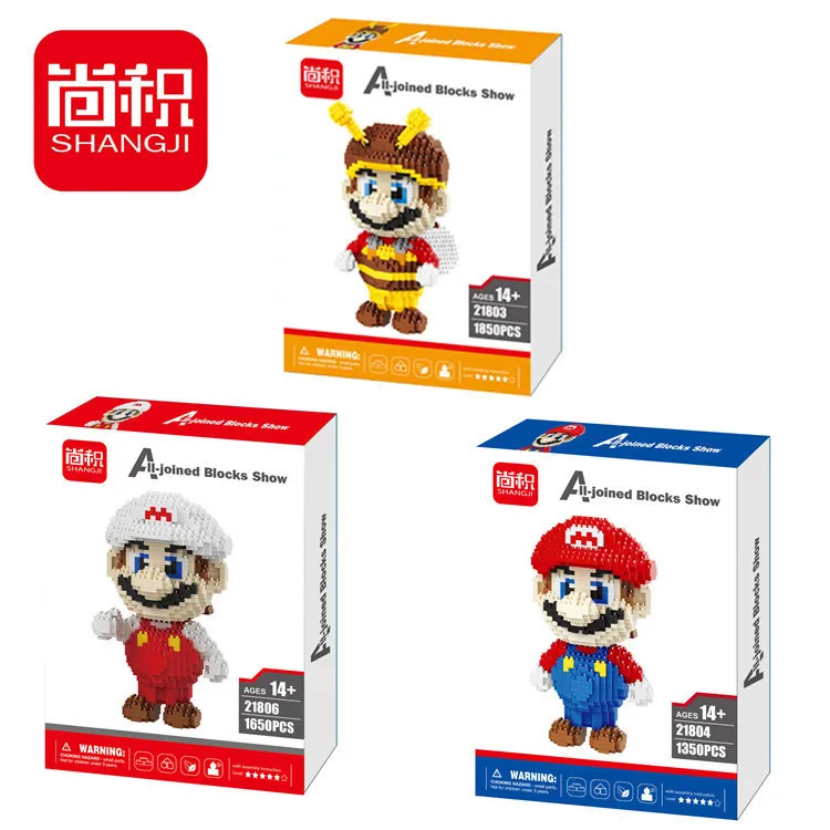 Shangji Япония в стиле видеоигры Super Mario огненный белый 3D модель DIY Micro Алмаз Мини