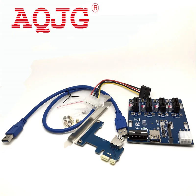 

1Pc PCIe 1 to 4 PCI Express 1X slots Riser Card Mini ITX to external 4 PCI-e Slot adapter PCIe Port Multiplier Card EM88