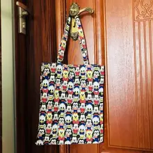 Модные холщовые сумки на плечо с изображением Микки и Минни Маус; мягкая сумка-мессенджер; Повседневная сумка для покупок; Новинка для девушек