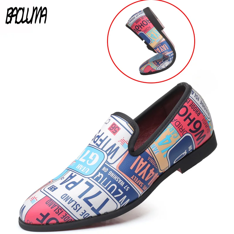 

2019 Man Dress Shoes Colorful Loafers Man Business Formal Shoes Fashion Nightclub Party Shoe Designer Male Driving Shoes