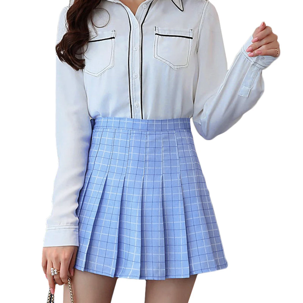

2018 Summer Preppy Style Women Pleated Skirts High Waist Plaid A-Line Skirts Harajuku School Girl Tutu Skirt Jupe Korean Fashion