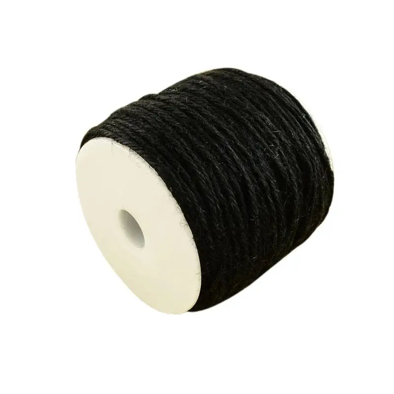 Черный Цветной конопли шнур для изготовления ювелирных изделий, с белым мост 2 мм; 100 м/roll