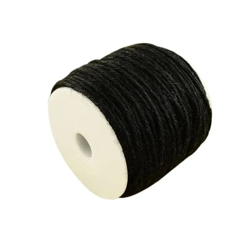 Black Colored Hemp Cord for Jewelry Making,with white Axle 2mm; 100m