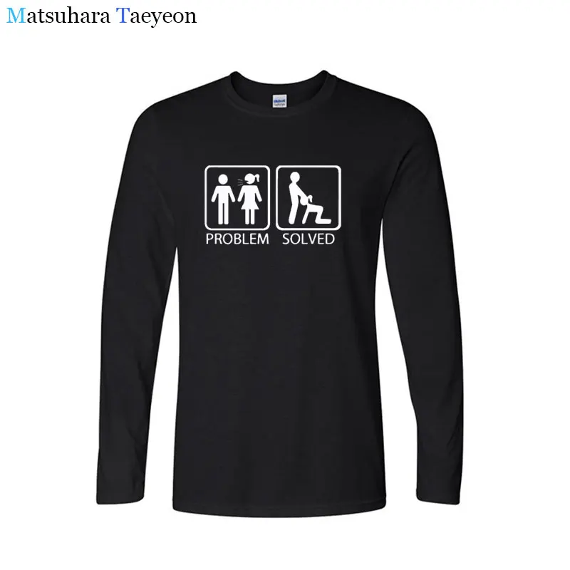 

New PROBLEM SOLVED T-shirt brand men winter long sleeve round collar printing t shirt Menswear XS-3XL tshirt Cotton hip hop