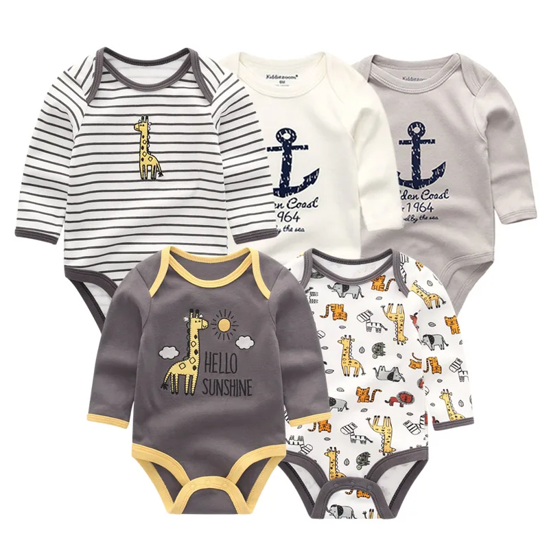 

5 PCS/lot newbron winter long sleeve baby rompers set baby jumpsuit girls baby girl romper roupa de bebe baby boy clothes