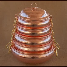 1 шт. кастрюля из чистой меди с крышкой для тушеного пара паровой суп Пароварка Толстая глубокая кастрюля ручной работы с ручкой