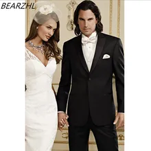 Мужской костюм на заказ, смокинги для выпускного вечера, черные костюмы для жениха, шерсть, мужская одежда