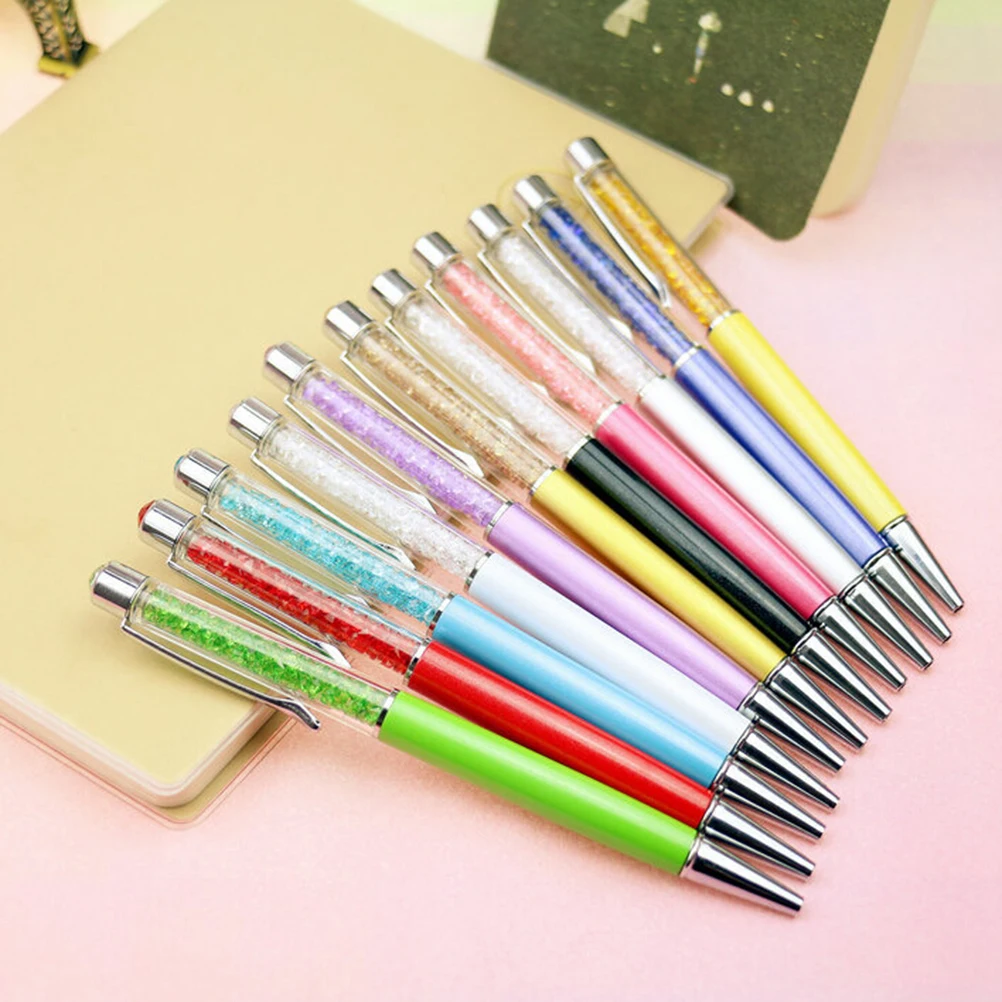 Ballpoint Pen with Top bling Diamond Crystal Metal brand Ball Point Pens Lovers Logo Signature Stationery Office School Supplies