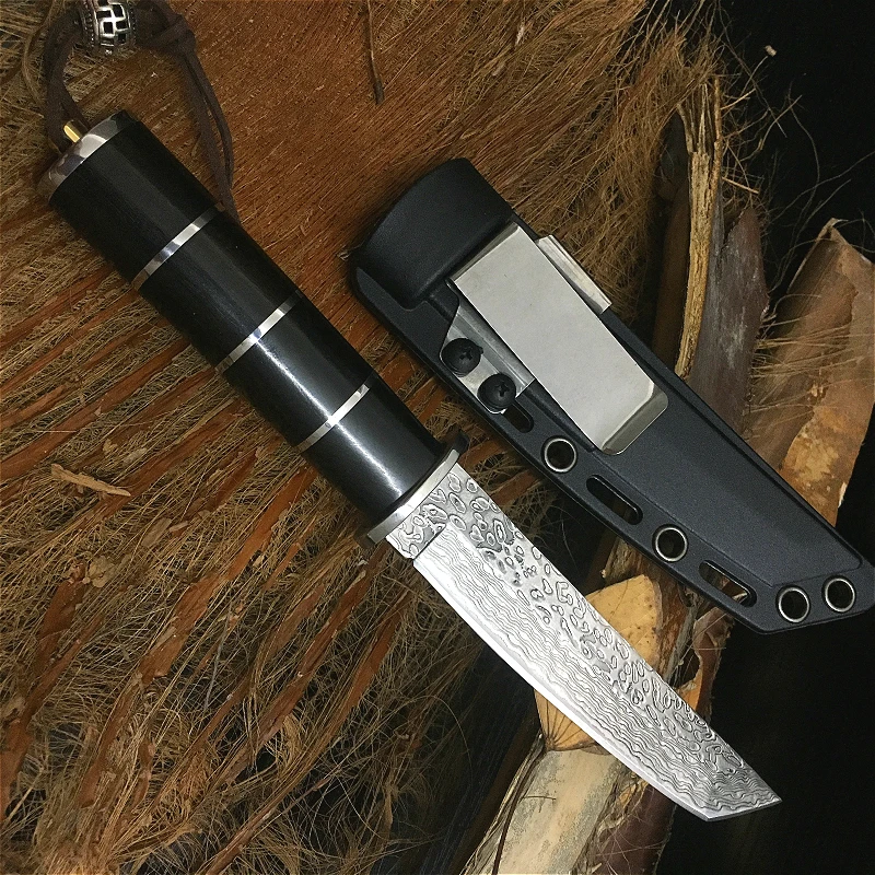 Дамасский нож 59HRC высокая твердость ручной прямой нож японский ковка шаблон стальной инструмент для сбора Открытый нож
