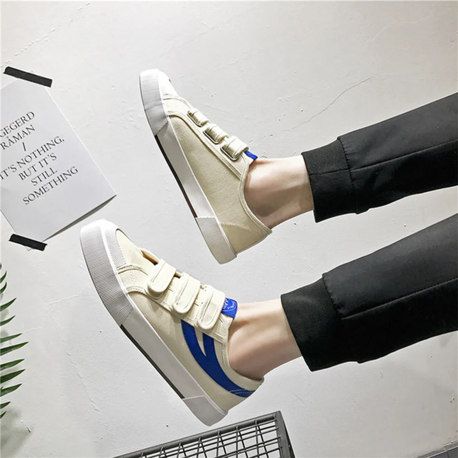 

Autumn New Comfortable & Light Men's Canvas Shoes Low-cut Shoes Hook & Loop Casual Simple Shoes Tide Student Sports Men' Shoes