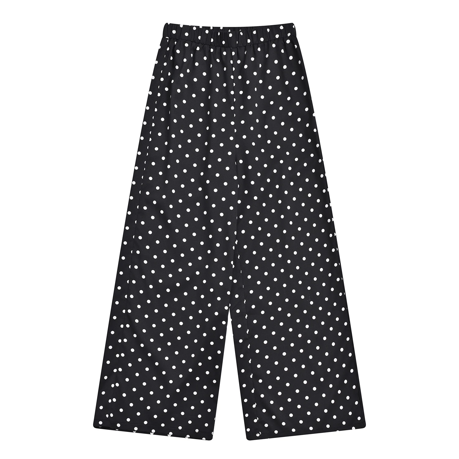 

Spring Summer New Women's Dot Print Wide Leg Pants Black High Waist Full Length Femme Loose Trouser Bohemia Pant Capris