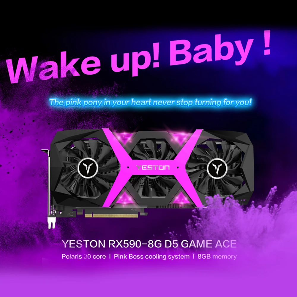  Yeston Radeon RX 590 GPU 8GB GDDR5 256bit Gaming Desktop computer PC Video Graphics Cards support D
