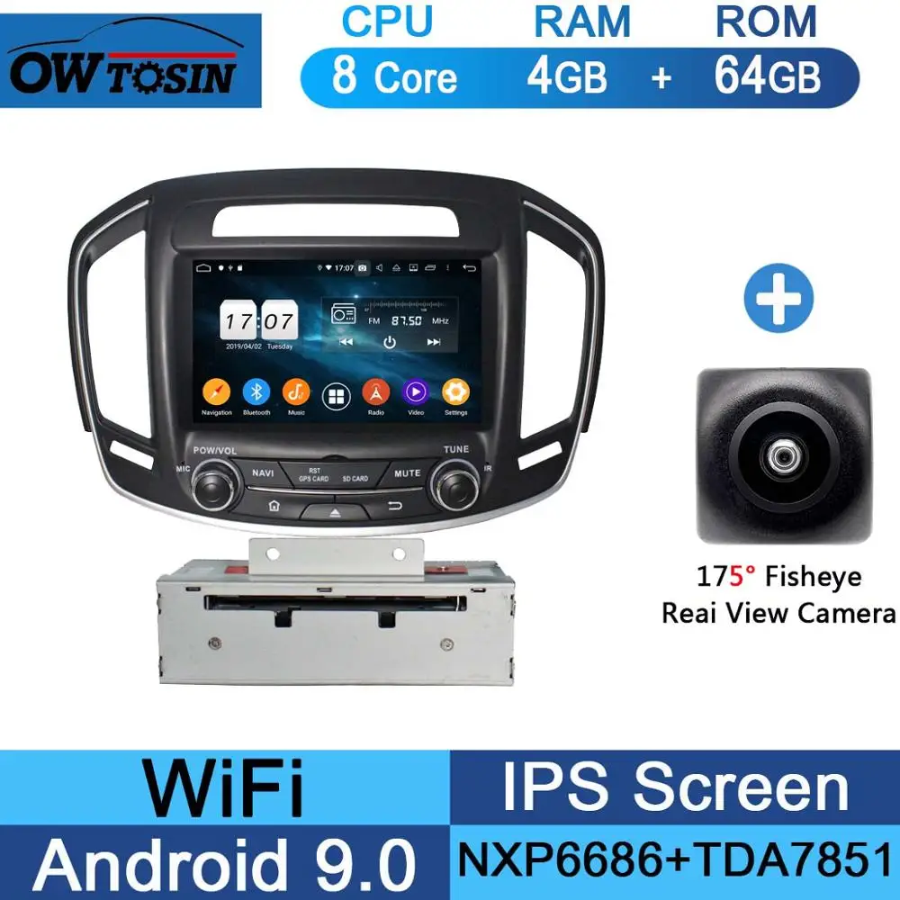 " ips 8Core 4G+ 64G Android 9,0 автомобильный DVD радио gps для Buick Regal Vauxhall Insignia/Opel Insignia DSP CarPlay - Цвет: 64G Fisheye Camera