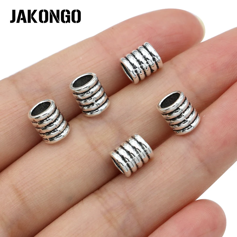 

JAKONGO 20pcs Antique Silver Round Spacer Beads for Jewelry Making European Bracelet Accessories DIY Handmade Craft 4.5mm