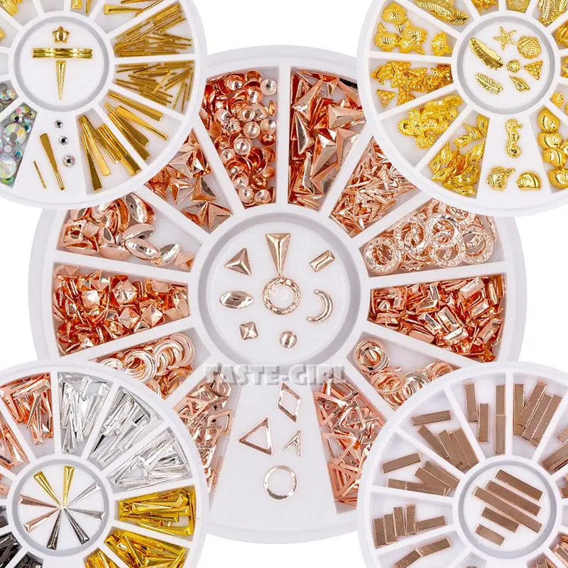 ارتفع الذهب معدني مزيج متعددة على شكل الأزرار إطار سبائك مسمار الفن الأحجار الكريمة الديكور الراين عجلة DIY نصائح