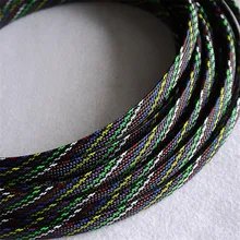 

7 colors mixed - High quality 10mm Braided PET Expandable Sleeving High Density Sheathing Plaited Cable Sleeves 1M