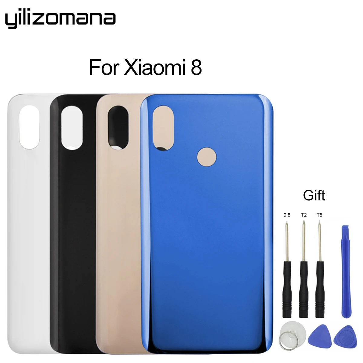 

YILIZOMANA Replacement Rear Back Case Battery Cover For Xiaomi Mi 8 Mi8 Back Door Rear 3D Glass Housing Cover + Free Tools