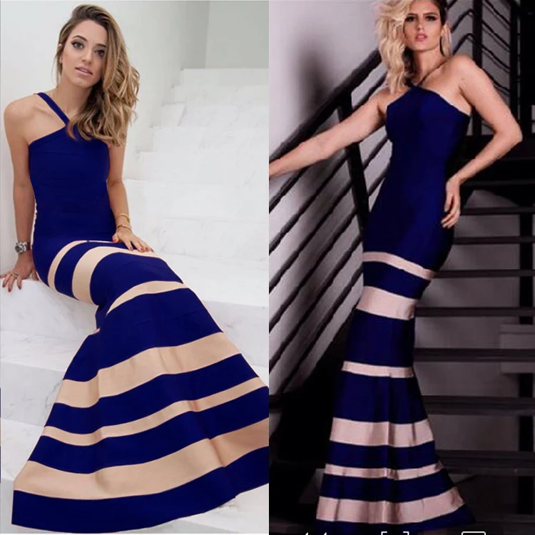 

blue red halter off the shoulder maxi celebrity party dress bodycon women elegant long bandage vestido de robe bandage dress Z78