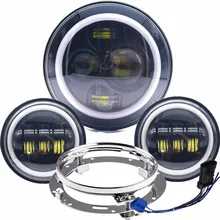 7Inch Daytime Running Lights For Harley Motorcycle Led Headlights White Halo Angel Eye&DRL 4.5Inch Led Fog Lights Halo Ring DRL 4 round rgb led fog lights drl angel eye halo ring bluetooth phone auto drl car light lamp for jeep wrangler off road suv