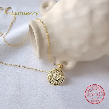 

Leouerry 925 Sterling Silver Round Puppy Necklace Personality Vintage Emboss Pendant Necklace for Women Fine Jewelry