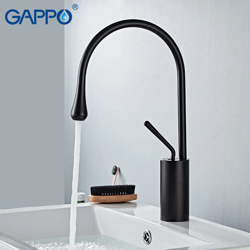Смеситель для ванной комнаты GAPPO золотистый кран умывальника высокий водопад