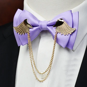 

New Arrivals High Quality Metal Golden Wings Bow Tie for Men Party Wedding Butterfly Ties Fashion Casual Double Layer Bowtie