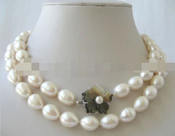 

02559 white baroque freshwater pearl necklace - shell clasp