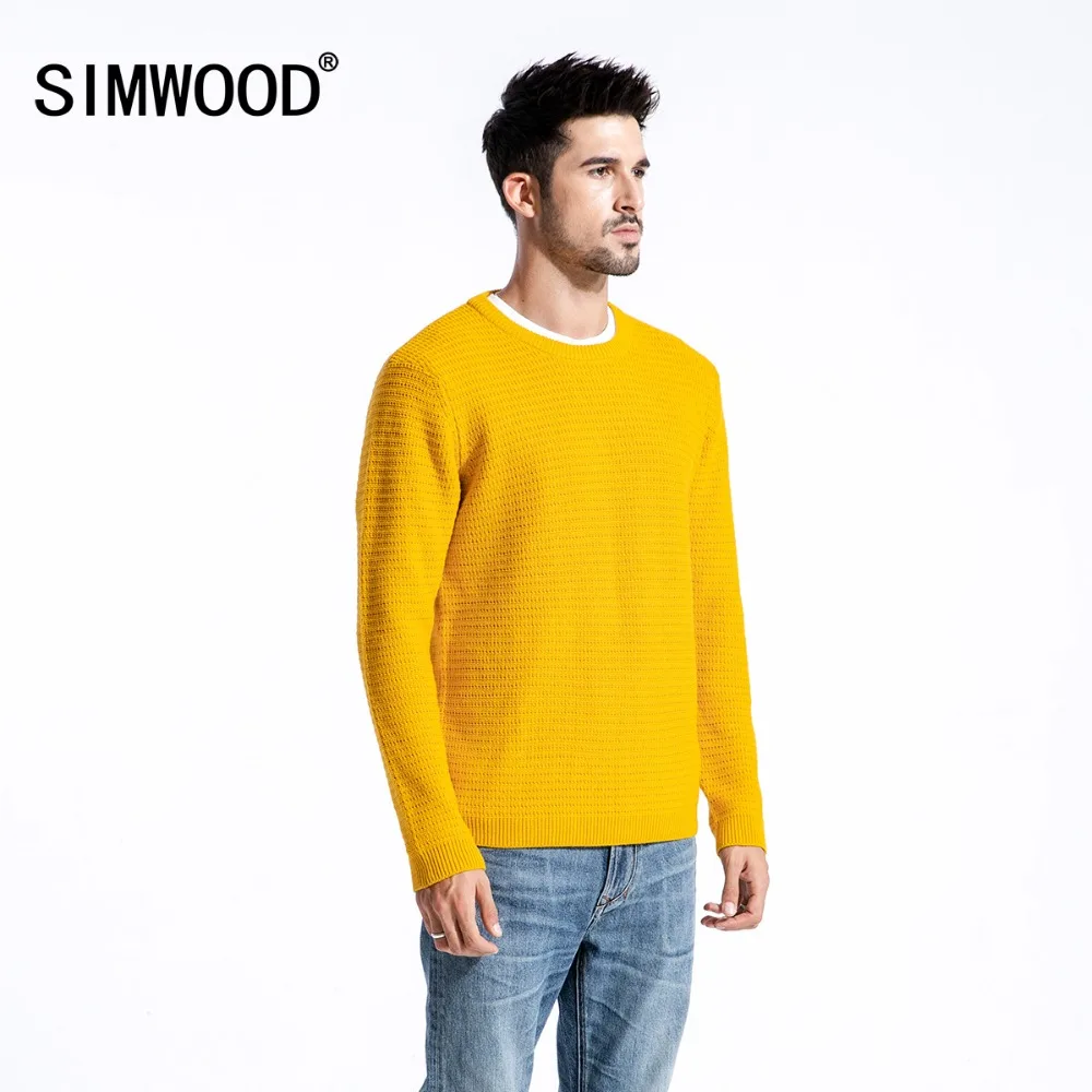 SIMWOOD Brand Sweater Men 2019 Spring Winter Fashion Pullover Men Knitted Sweater Slim Fit Male Plus Size High Quality 180374