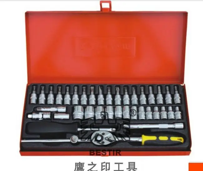 BESTIR taiwan made 38pcs CRV steel ANSI and DIN 1/4" bit socket tool