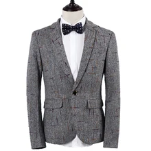 Бутик моды мужской бизнес случайный костюм пальто куртка Англия решетки с одной пряжкой свадебное платье тонкий корейский вариант