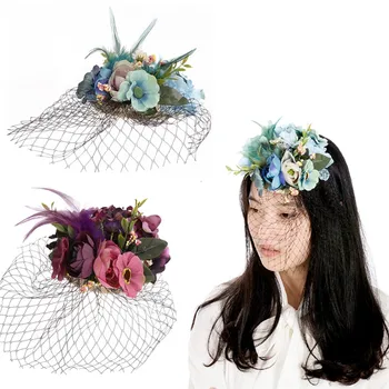 

Lady &Girls Multi Flowers Hat Lace Fascinator Hair Clip Fashion Gift Lady Net Pillbox Hat Clip Wedding Hair Accessories Jewelry