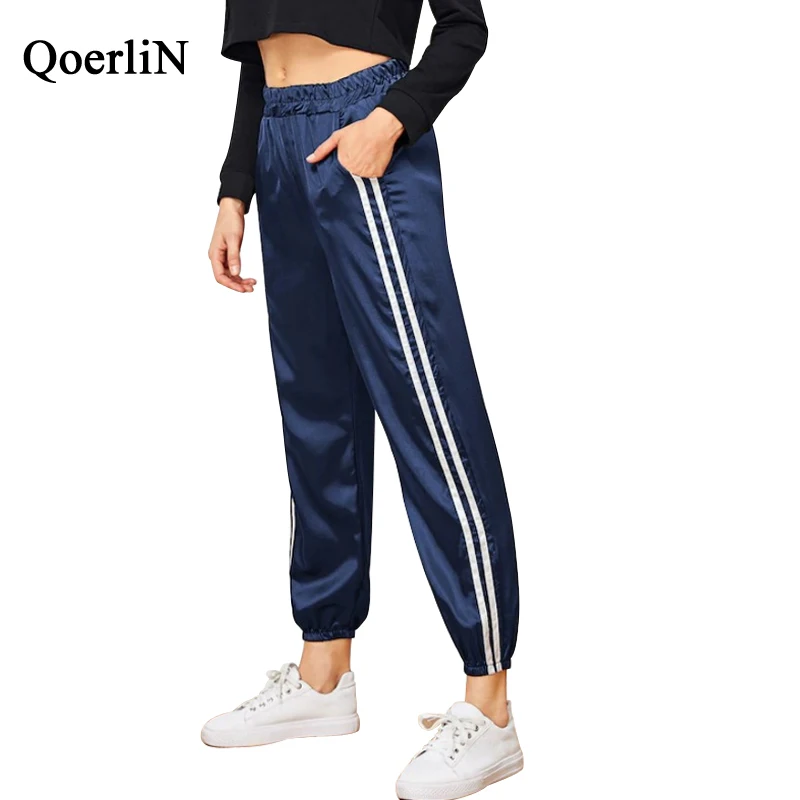 QoerliN Elastic Waist Ankle-Length Pants Side Striped Harem Pants Ladies Plus Size Pocket Fashion Sweatpants Girl Casual Trouser QoerliN Elastic Waist Ankle-Length Pants Side Striped Harem Pants Ladies Plus Size Pocket Fashion Sweatpants Girl Casual Trouser
