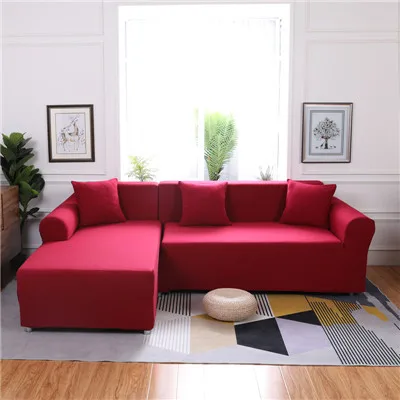 Эластичный l-образный чехол для дивана, Одноместный/двойной/Трехместный/Четырехместный диван, чехлы для дивана, хлопок, Твердый чехол для дивана для гостиной, чехол для сиденья - Цвет: 4