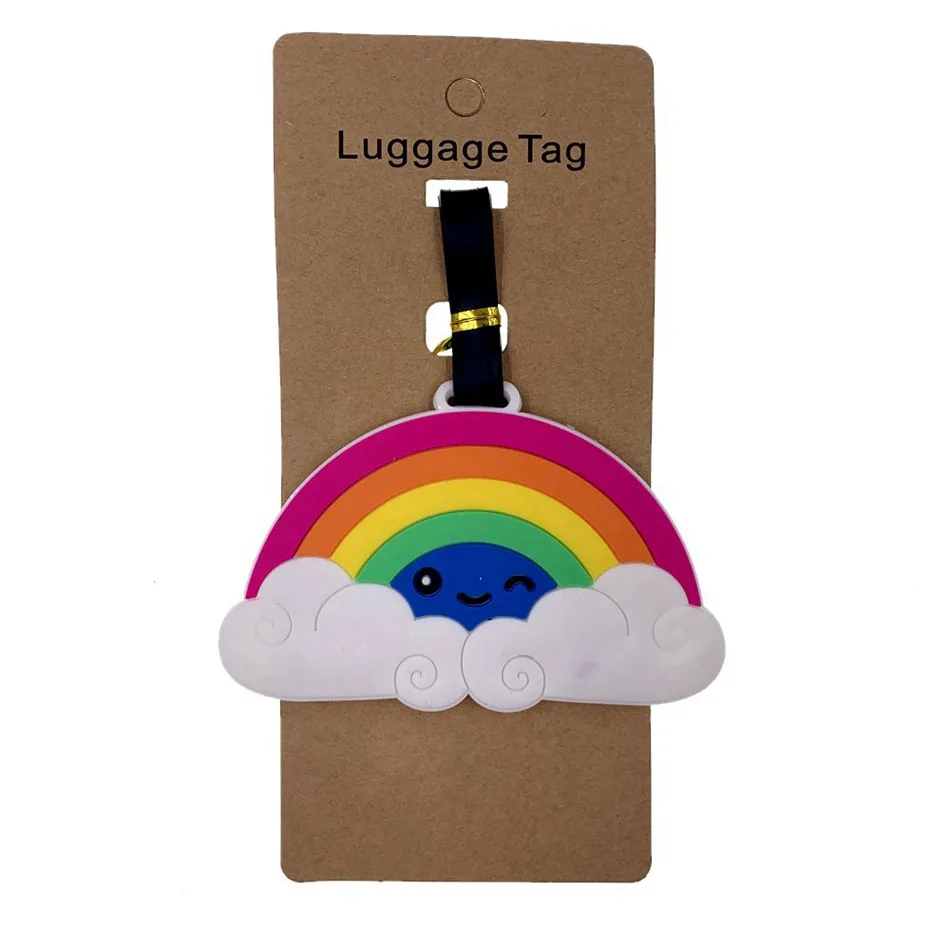 

Travel Accessories Luggage Tags Kawaii Leisure Rainbow Women Silica Gel Suitcase ID Addres Holder Portable Baggage Boarding