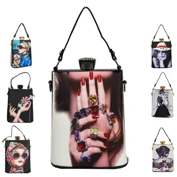 

Fashion 3D Print Beautiful Characters Parttern Women Evening Bag female handbag party purse ladies crossbody messenger bag