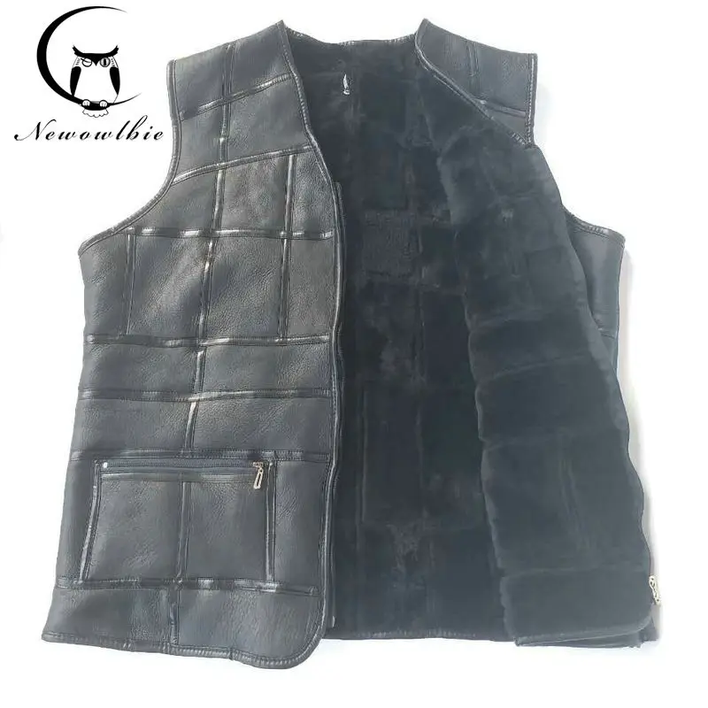 

2017 New fashion,tank top men,real sheepskin vest,leather vest,men's suit,leather jacket,thickening,inch to be customized