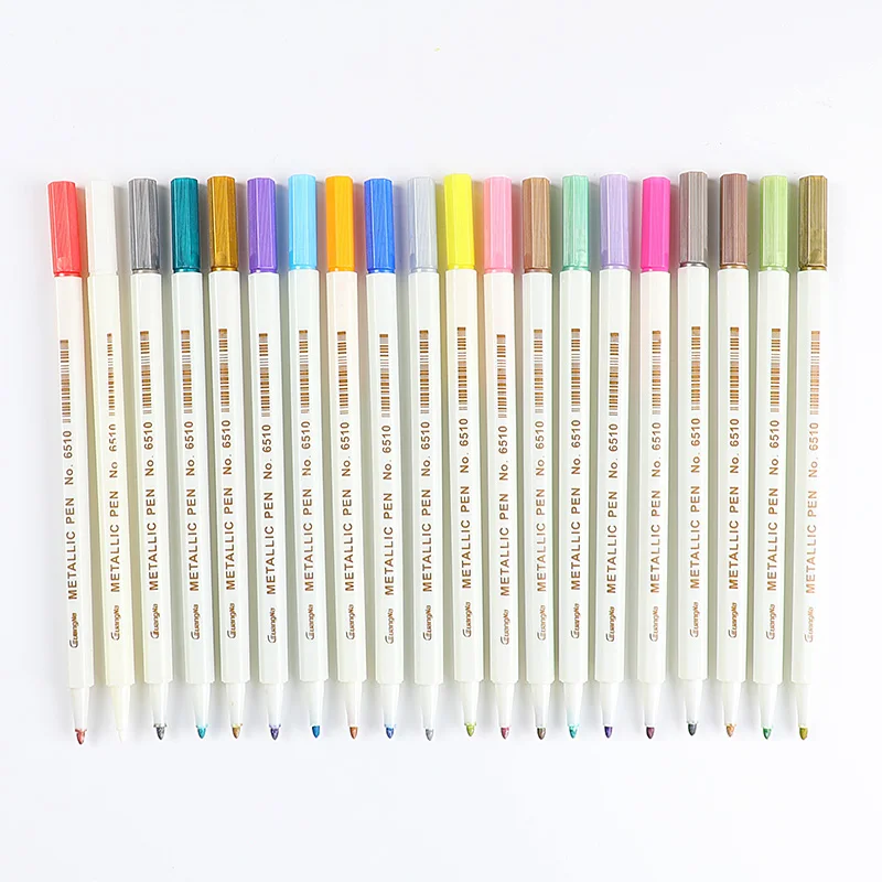 

Factory selling 20 colors Heaxgon Metallic Watercolor Decorative Art Marker Pen Set For Diy Scrapbooking calligraphy pen