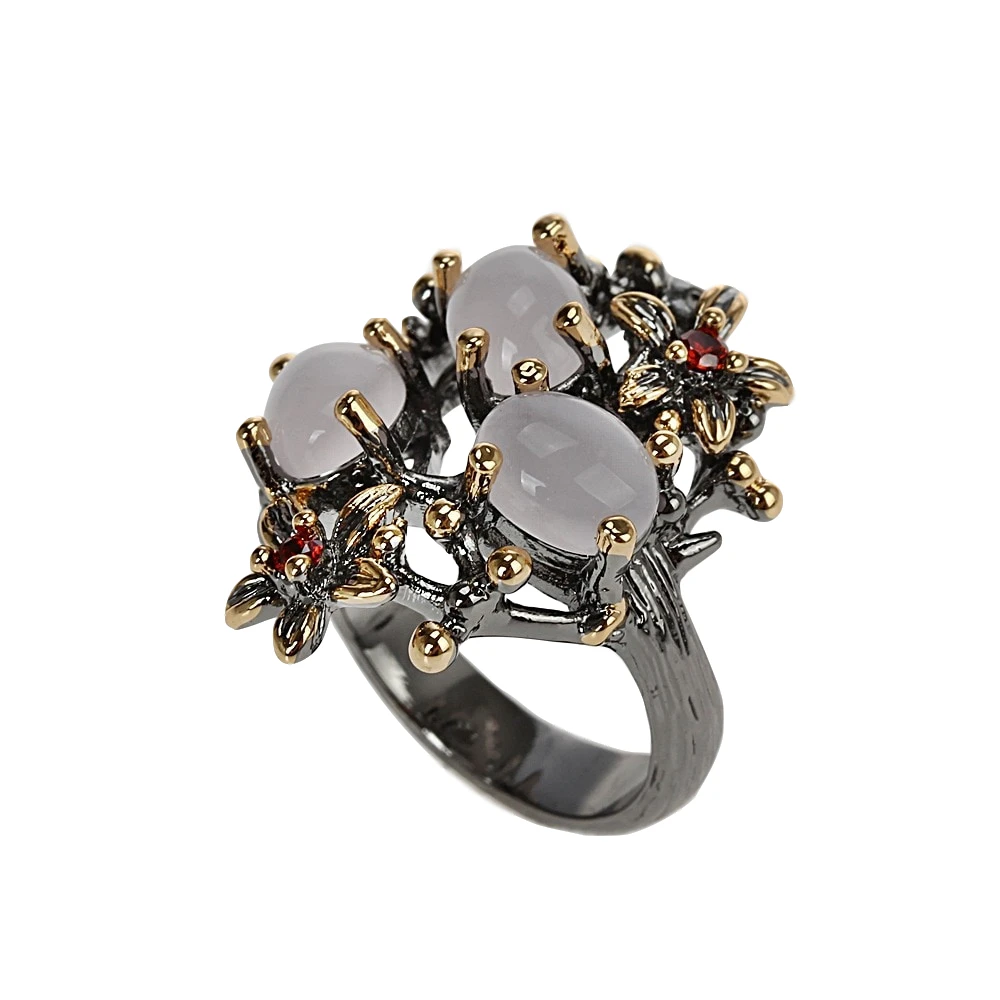 WA11690 pink opal flower rings for women Fabulous stone vintage jewelry (8)