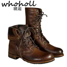 

WHOHOLL Winter Genuine Leather Ankle Boots Men Keep Warm Plush Martin Boots Split Leather Work Motorcycle Boots Plus Size 38-48