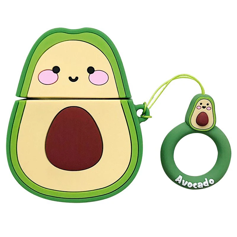 Cute Avocado Pattern Case For Apple AirPods 2 With Hooks Earphone Cover For Apple Air Pods Soft Cartoon Avocado Cases For iPhone