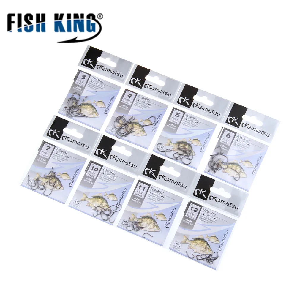 FISH KING 50 шт./лот Size3 Size12 крючок с бородкой из высокоуглеродистой стали рыболовный