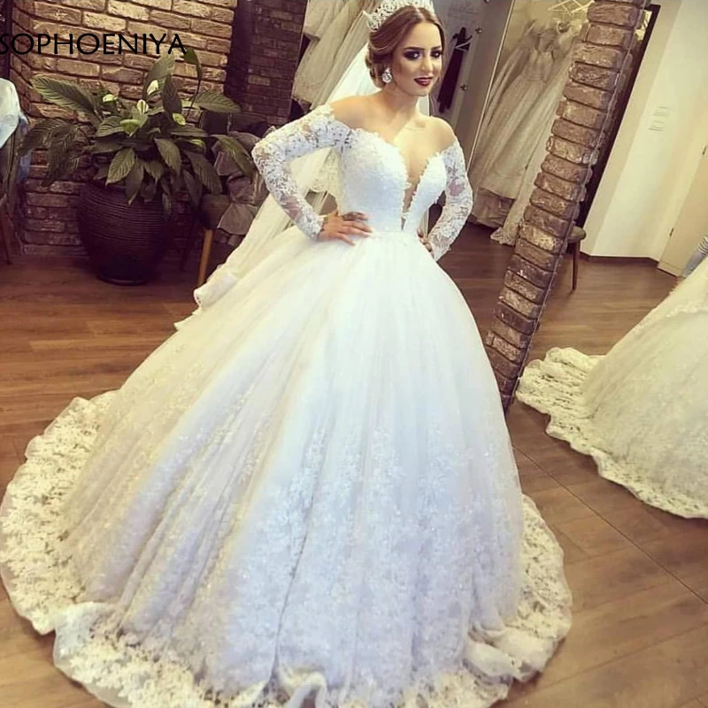 Новое поступление, бальное платье, свадебные платья с длинным рукавом,, vestido de novia, кружевное свадебное платье, плюс размер, платье невесты, Gelinlik